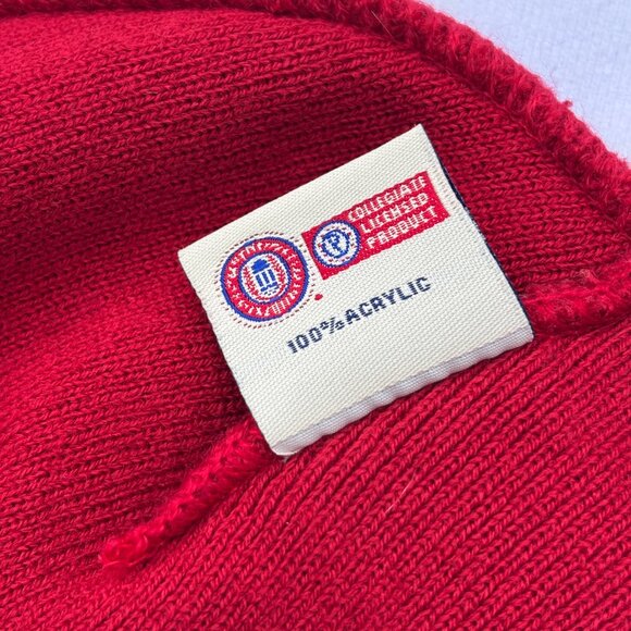 Iowa State Cyclones Knit Beanie Hat Red Yellow Embroidered Licensed 100% Acrylic - Picture 7 of 8